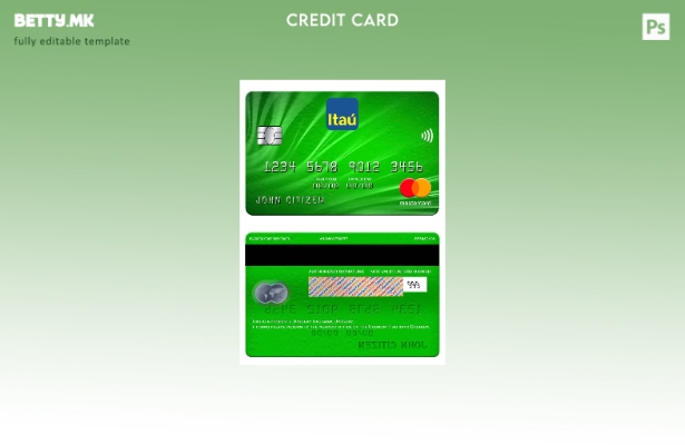 Модерен стил на Уругвај Itau банка мастер картички шаблон